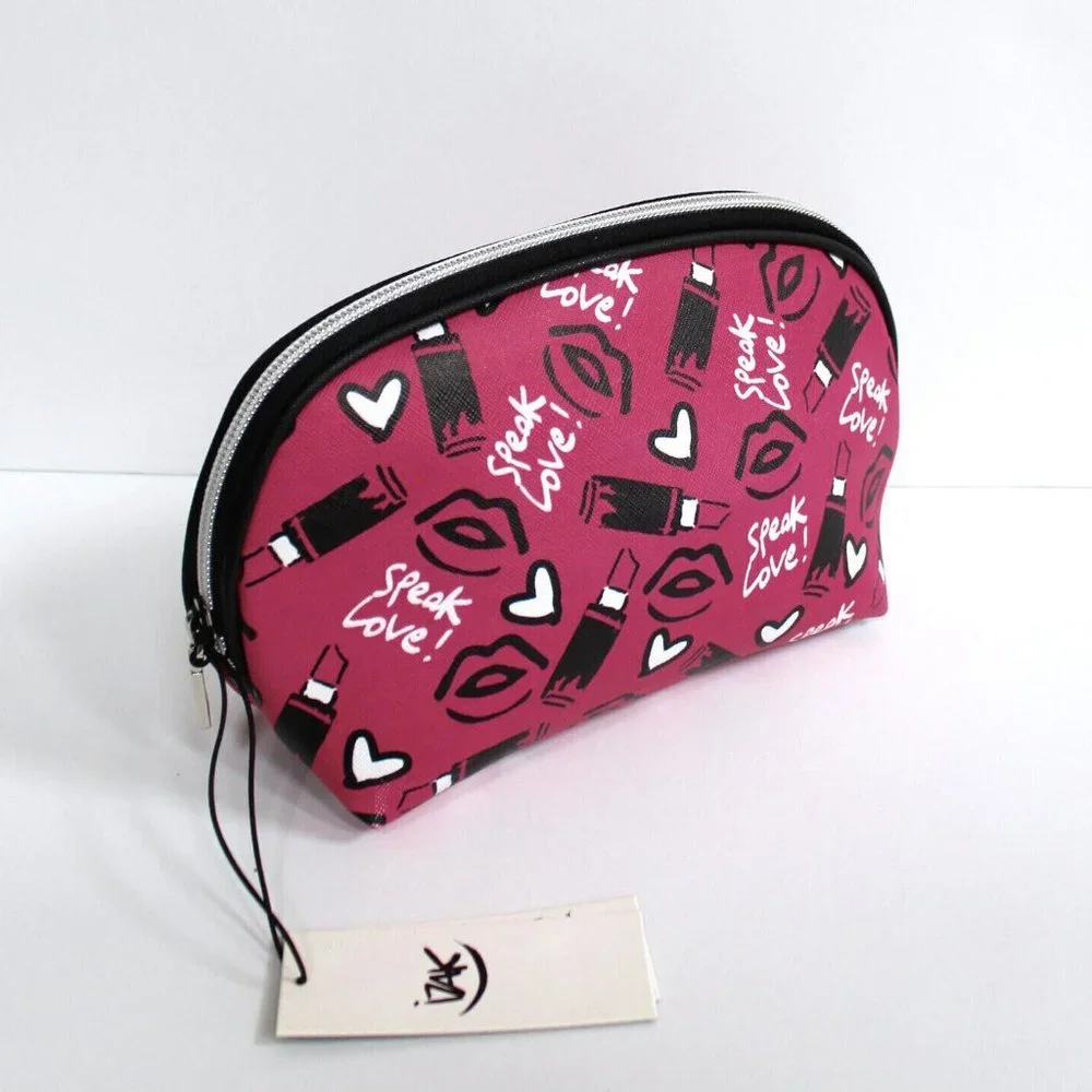 Izak Zenou Speak Love! Zip Dome Cosmetic Makeup Bag Case